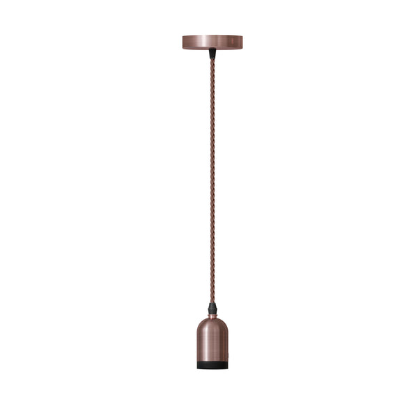 Ceiling Rose Fabric Flex Hanging Pendant Lamp Holder Light Fitting Kit ~5743 – Copper / No
