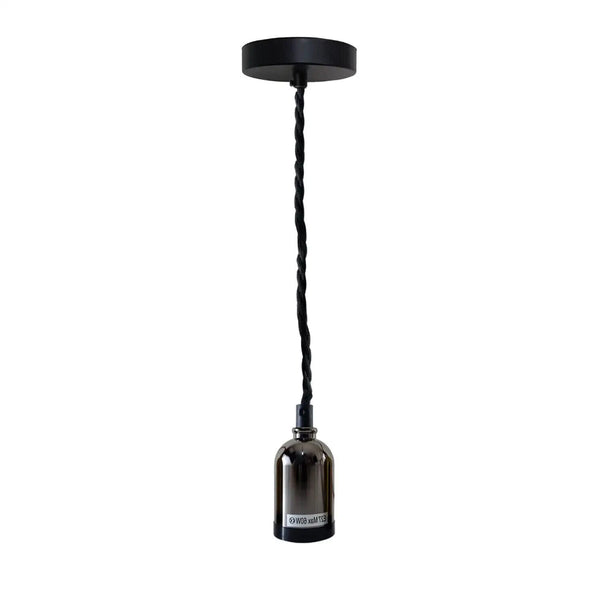 Ceiling Rose Fabric Flex Hanging Pendant Lamp Holder Light Fitting Kit ~5743 – Black / No