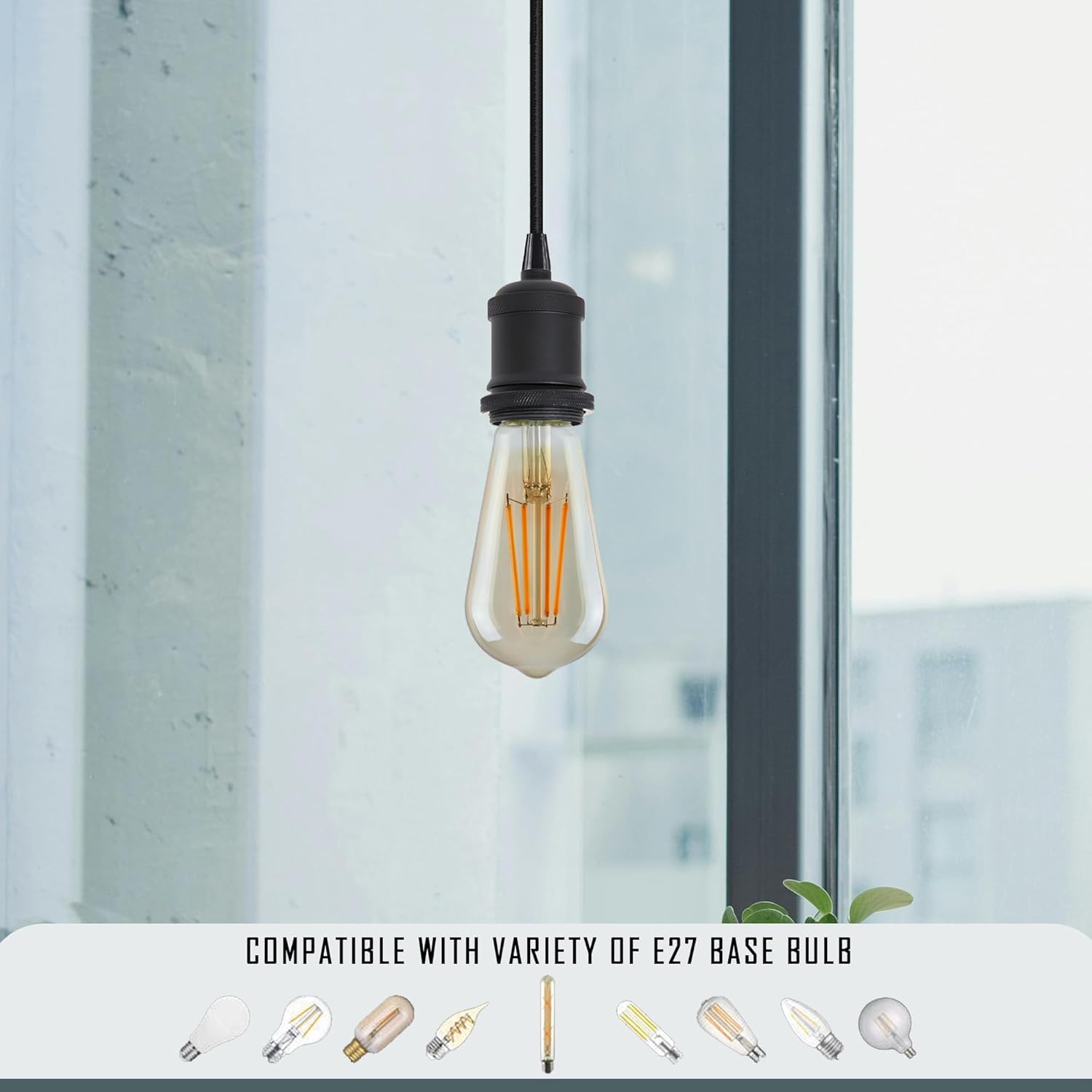 vintage pendant light black and white fabric cable satin nickel holder E27 lamp holder vintage pendant light kit satin nickel pendant 1m black and white cable