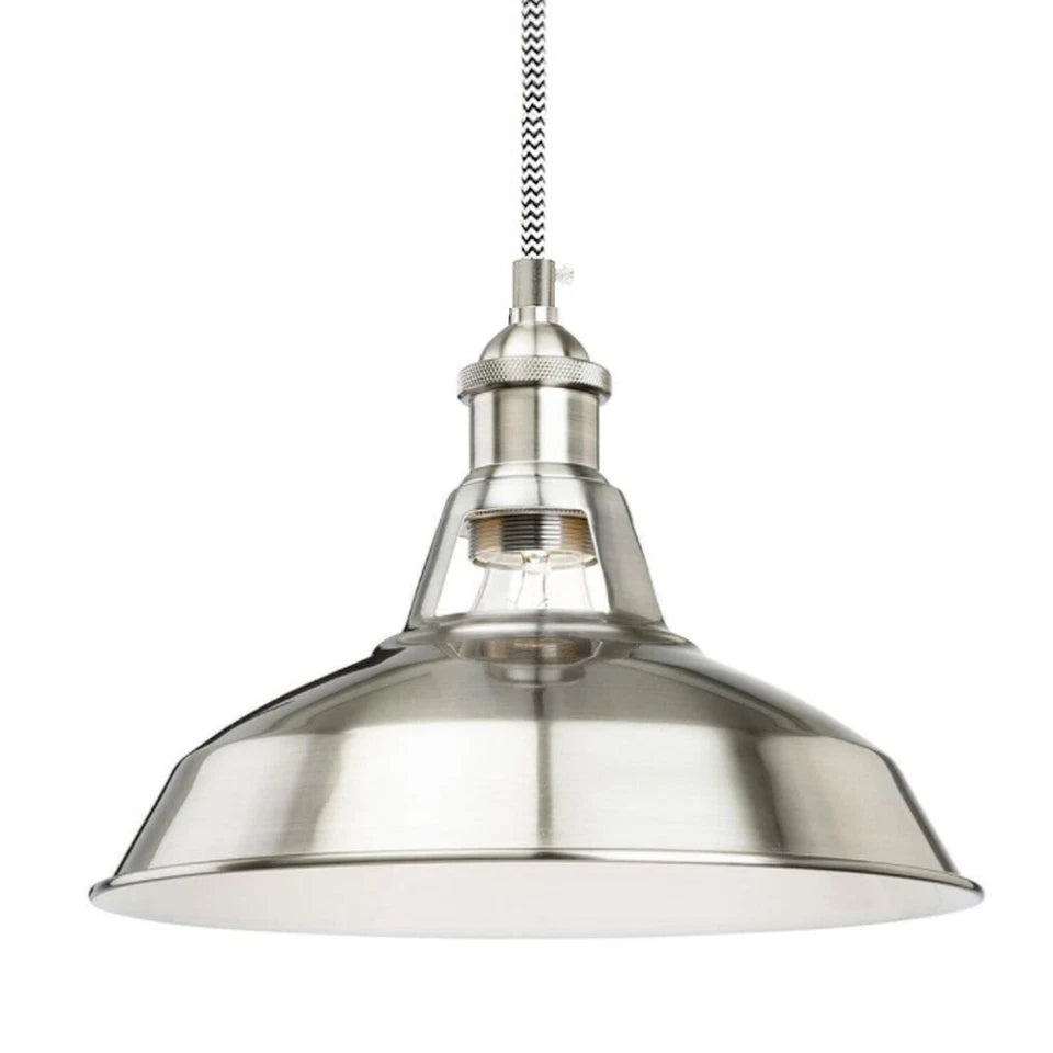 vintage pendant light black and white fabric cable satin nickel holder E27 lamp holder vintage pendant light kit satin nickel pendant 1m black and white cable