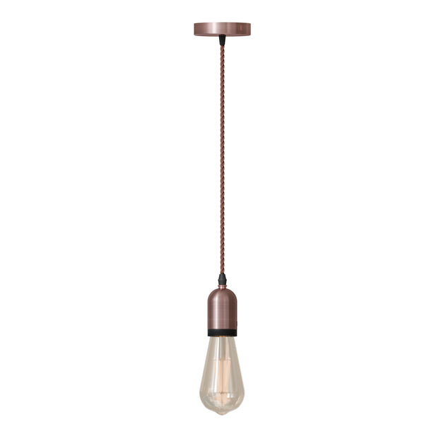 Ceiling Rose Fabric Flex Hanging Pendant Lamp Holder Light Fitting Kit ~5743 – Copper / Yes