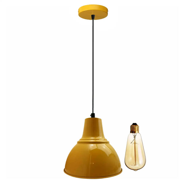 Industrial Retro Barn Metal Pendant Light E27 Adjustable ~ 5711 – Yellow / Yes