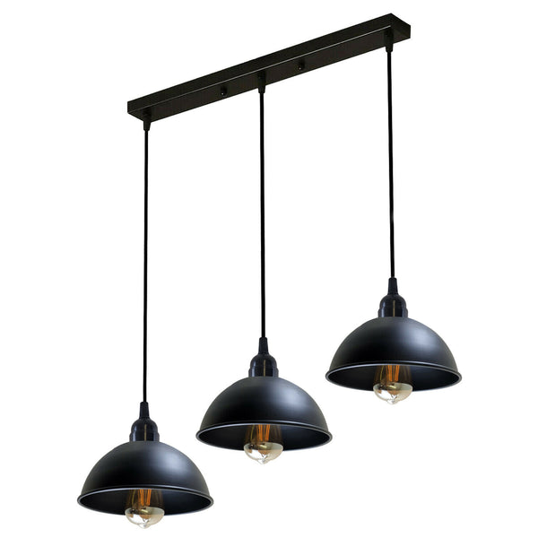 Industrial 3 Way Pendant Light E27 Triple Dome Ceiling Fitting ~5268 – Yes