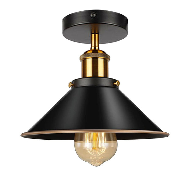 Zwarte en gouden plafondlamp met inbouwkap~2144 – Zwarte Gouden Lijn / Ja