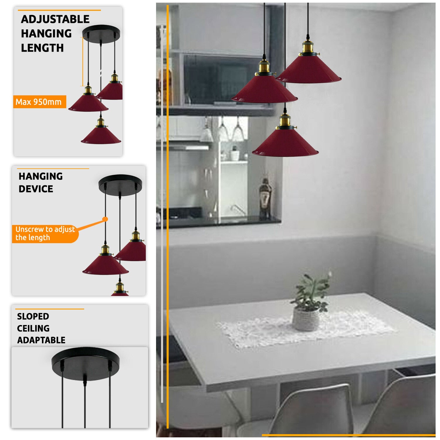 Red pendant lights 