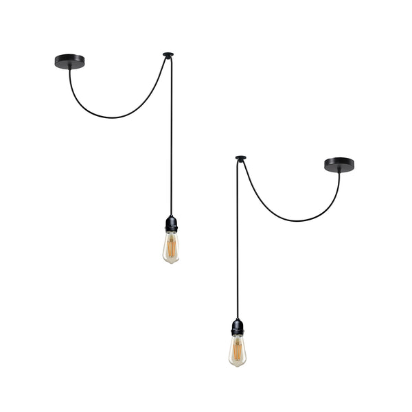 Vintage E27 Bulb Holder Spider Light Fitting Ceiling 2m Hanging Pendant Light ~4907 – 2 Pack / With Bulb
