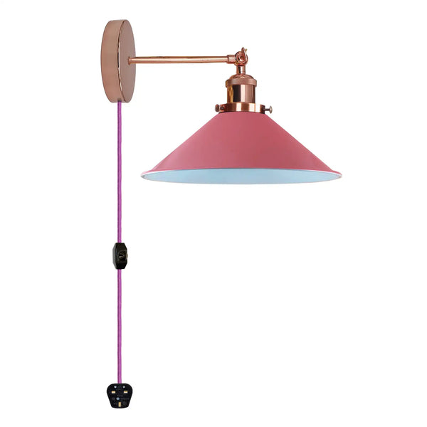 Plug-in wandlampen - E27 metalen wandlamp voor binnen in de slaapkamer ~2224 – Roos / Zonder lamp