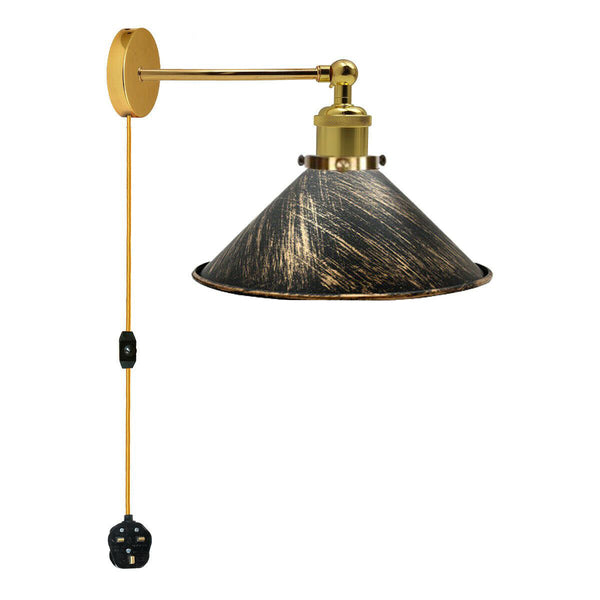 Vintage Metal Retro Modern Plug In Wall Sconce Light Fitting ~ 5368 – No / Brushed Copper