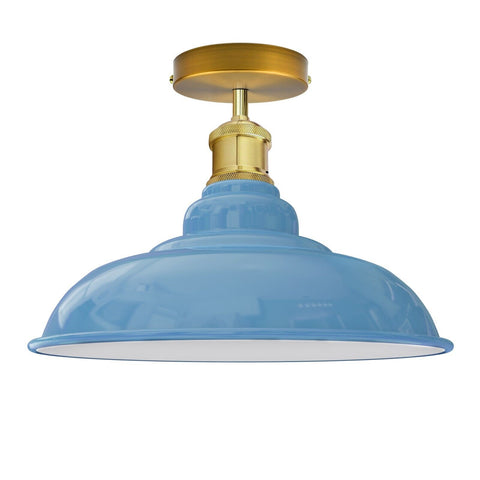 Vintage Blue Flush Mount Ceiling Light with Gold holder~3762