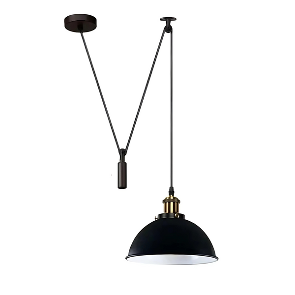 Industrial Pulley Pendant Rise and Fall Ceiling Light E27 Fitting 30cm ~5956 – No