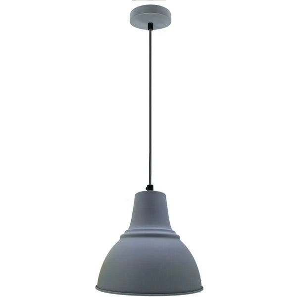 Industrial Retro Barn Metal Pendant Light E27 Adjustable ~ 5711 – Gray / Yes