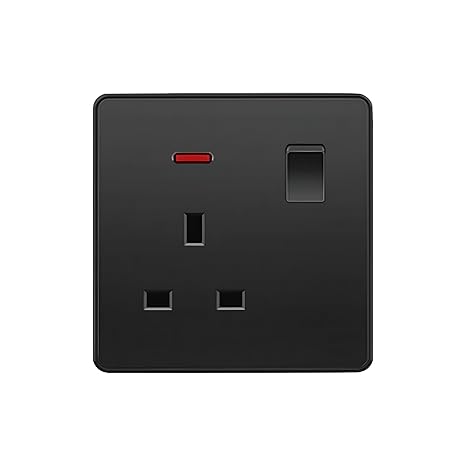 black wall socket single plug socket UK power outlet 13 amp electric plug electric charger port black electric socket