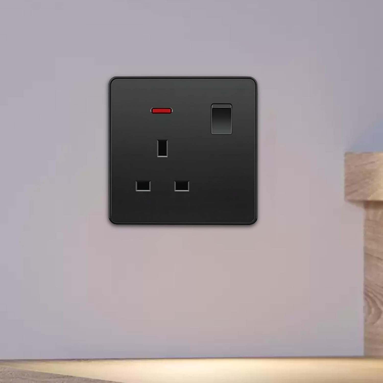 black wall socket single plug socket UK power outlet 13 amp electric plug electric charger port black electric socket