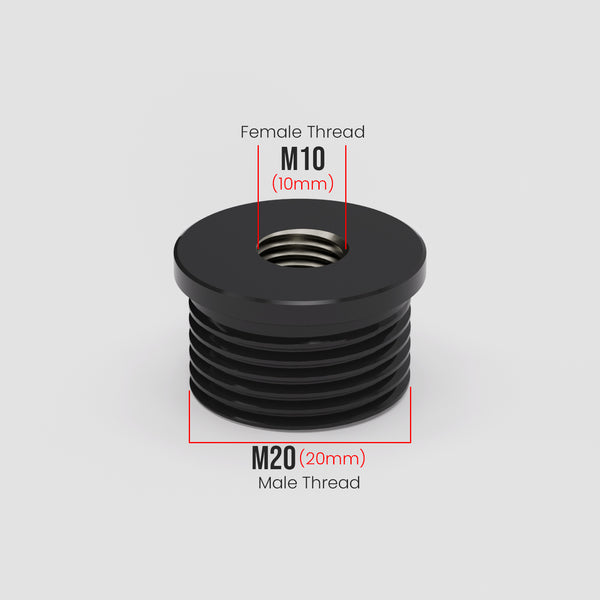 M20 metrische mannelijke naar M10 vrouwelijke draadbus reductiebuisconnector - 5561 – Zwart