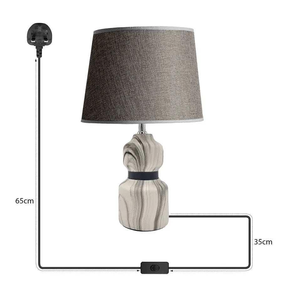 on/off switch ceramic base fabric lampshade table lamp