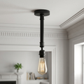 Lámpara de techo industrial con soporte E27, color negro, semiempotrada, estilo vintage, ~5462