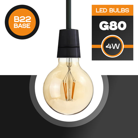 Vintage LED Bulb E27 G80 Dimmable 4W Globe Light Warm White ~3377