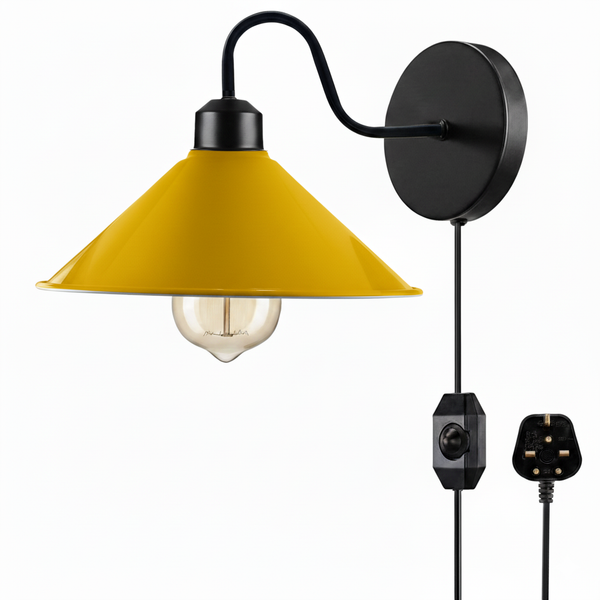 E27 Plugin Wall Light With Dimmer ~6442 – Yellow / Yes
