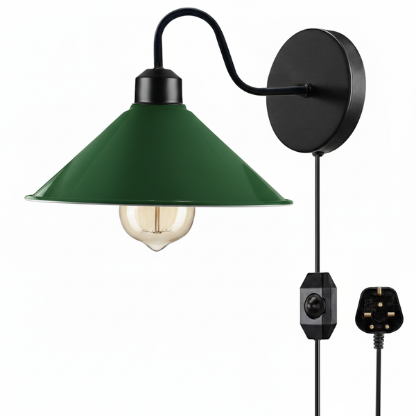 E27 Plugin Wall Light With Dimmer ~6442 – Green / Yes