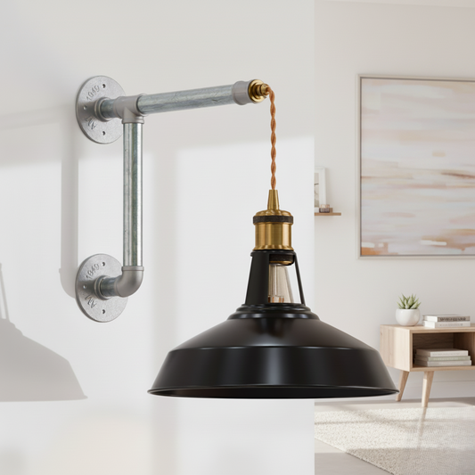 Industrial Wall Light Metal Barn Shade DIY Mount Kit ~ 6118