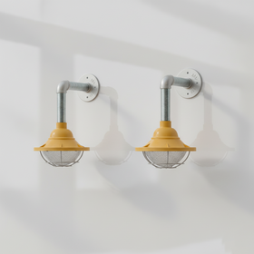2 Pack Conduit Steel Wall Light - E27 Industrial Galvanized Pipe Wall Sconce ~6366