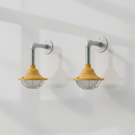 2 Pack Conduit Steel Wall Light - E27 Industrial Galvanized Pipe Wall Sconce ~6366
