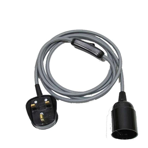 4m Fabric Flex Cable UK Rose Gold color Plug In Pendant Lamp Light Set E27 Bulb Holder+ switch~3753