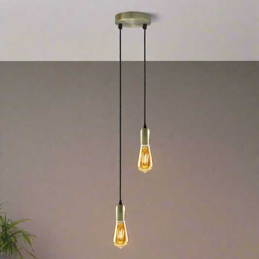 Vintage E27 Metal 2 head Ceiling Pendant Light Fitting~5663