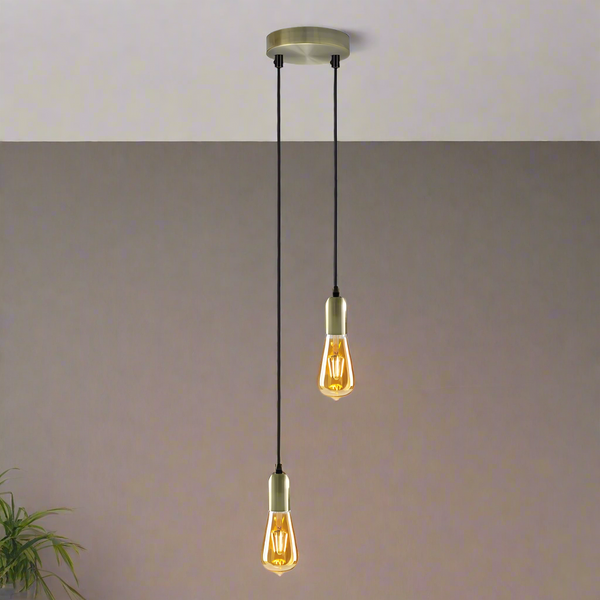 Vintage E27 Metal 2 head Ceiling Pendant Light Fitting~5663 – No / Rose Gold