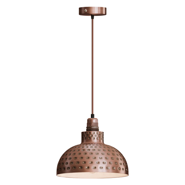 Retro Hammered Metal Shade E27 Ceiling Pendant Light~6132 – Copper / No / No