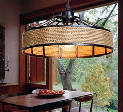 Rattan-Style Boho Hemp Lampshades ~5941