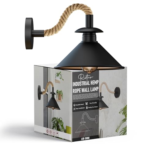 Aplique de pared negro con cuerda de iluminación ~5700