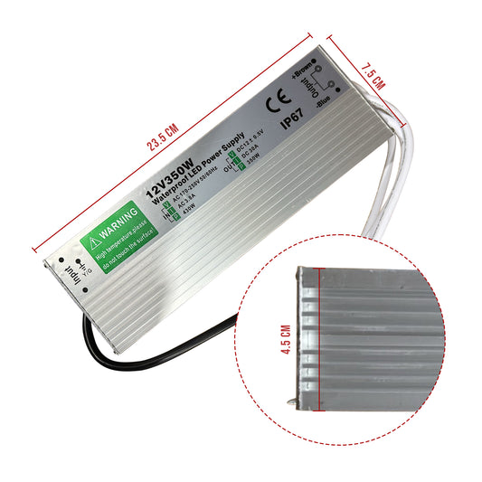 IP67 Waterproof DC 12V 350W LED Driver LED Power Supply Transformer  ~ 4461