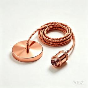 E27 Rose Gold Pendant Light Fitting Ceiling Rose Fabric Cable~2383