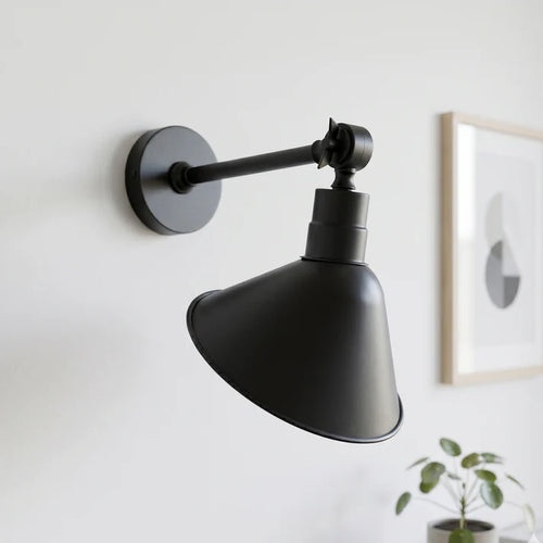 Industrial black and gold adjustable wall sconce with E27 holder