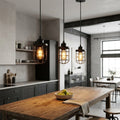 Vintage Industrial Black Cage Pendant Light | E27 Bulb Included ~6677