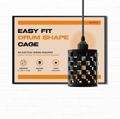 Modern Industrial Drum Metal Wire Cage Ceiling Lampshade~2004
