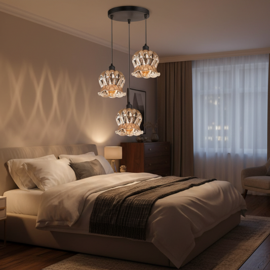 Industrial Floral Glass 3-Light Pendant | Industrial Ceiling Fixture ~6420