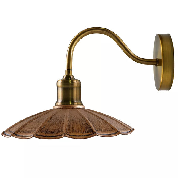 Industrial Umbrella Wall Sconce Brushed Copper Scalloped Art Deco Fitting~1499 – Brushed Copper