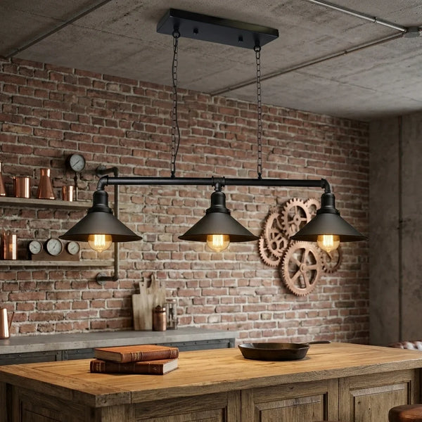Industriële Steampunk 3-weg plafondlampen zwart ~901 – Ja