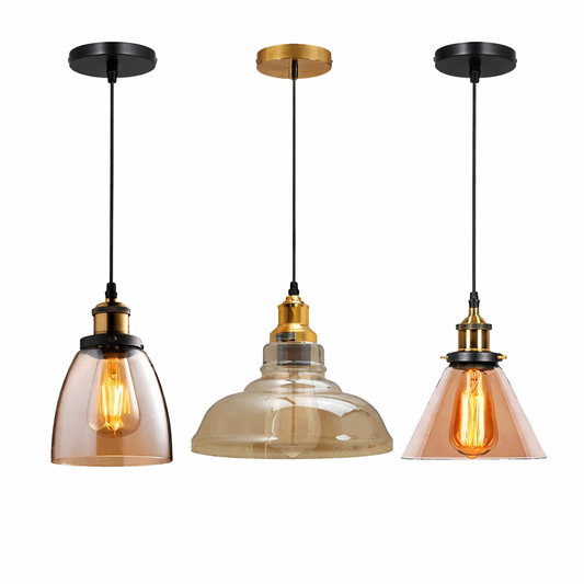 Lámpara colgante de techo industrial con pantalla de vidrio ~6019