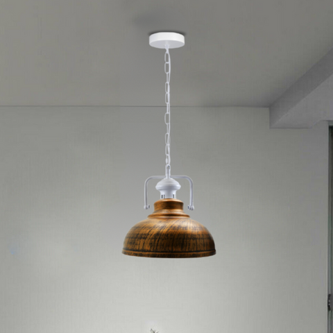 Industrial vintage Retro Indoor Hanging Metal Brushed Copper Pendant Light E27 UK Holder~3852