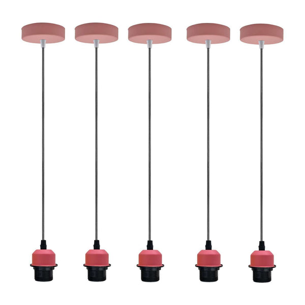 E27 Pendant Light Fitting - 1M Adjustable Vintage Cord ~5811 – 5 Pack / No