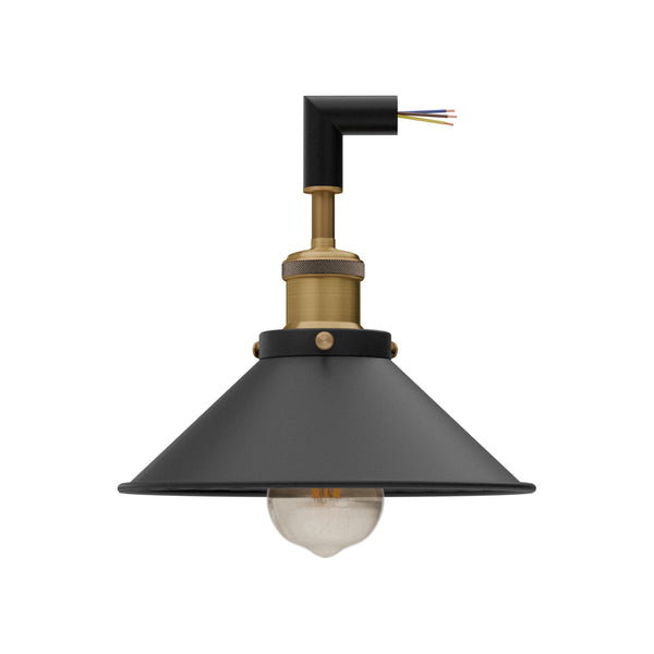 Buisverlichting L & T-connector met E27-armhouder -5643 – L-verbindingsset met lampenkap / Ja