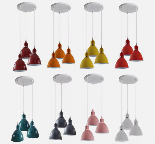 Ceiling Pendant Light Red 3- Shade Lighting~3904