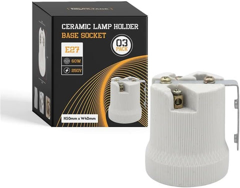 Ceramic Heat Bulb Holder Edison Screw White E27 60W~4112