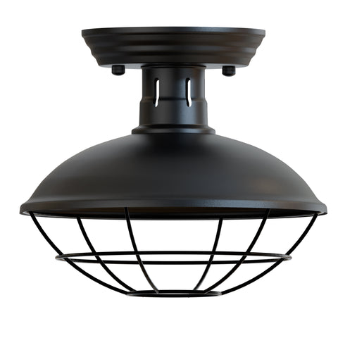 Lámpara de techo semiempotrada con pantalla de metal y portalámparas E27 ~5951