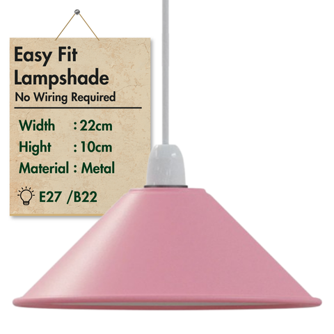 Modern Metal Pink Colour Easy Fit Cone Shape Lampshade~1096