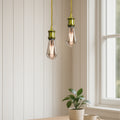 1m Gold 3 Core Twisted Cable Pendant Light E27 Yellow Brass~1706
