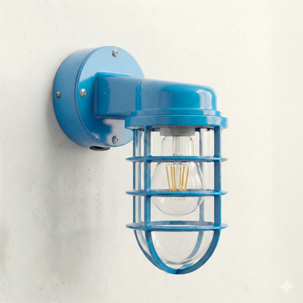 Exposed Nautical Conduit Wall Light E27 Metal ~6548 – Blue